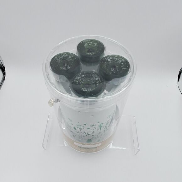 Yankee Candle Luminary Tea Light Holder Balsam & Cedar Green & White Holiday New - Picture 5 of 13